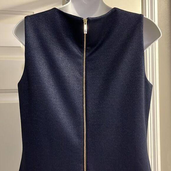 Tommy Hilfiger Navy Sleeveless Sheath Dress with Gold Hardware Back Zipper-Sz 10 - Picture 7 of 10